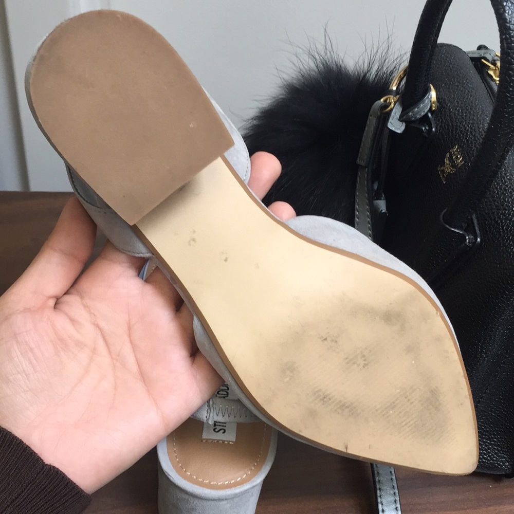 Steve Madden Grey Suede Leather Slingback Heels - Picture 3 of 4